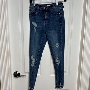 Dark Blue Distressed Skinny Jeans